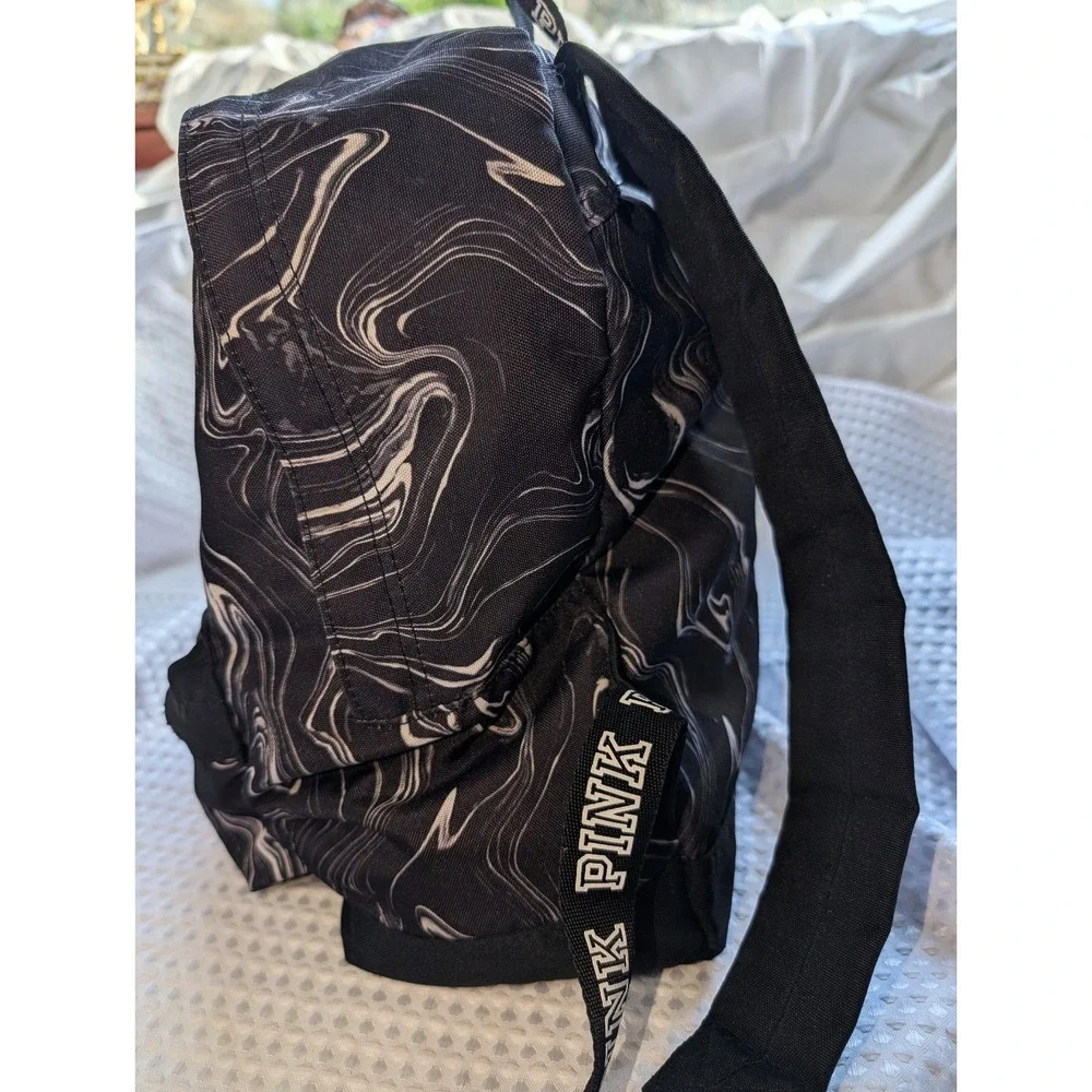 Pink Campus Backpack Victoria's Secret Black & White Marbled Logo Travel Bag 15